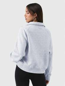 Speed mate 2026 Spring Short Pullover - Women's Quarter Zip Fleece Sweatshirt And Casual Hooded Sweatshirt - Light Grey - View 5
