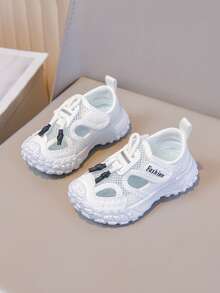 1 Pair White Children's Sports Shoes, New Spring/Summer Boys' Breathable Mesh Shoes, Big Kids' Non-Slip Casual Shoes, Closed Toe Sandals - White - View 4