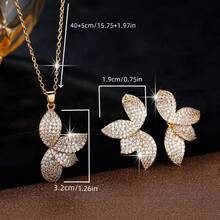 Bộ trang sức 2 món sang trọng, thanh lịch gồm dây chuyền và bông tai hình hoa, hộp quà trang sức cao cấp phù hợp cho kỷ niệm, sinh nhật, dành cho phụ nữ. - T41199 - Xem 10