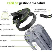 Dispensador de pastillas semanal portátil 7 Compartimentos, Material Grado Alimenticio Sin BPA, Antimezcla y Apertura Amplia, Incluye 20 Hojas de Etiquetas, para Viaje y Uso Diario (Negro) - 1 - Ver 5