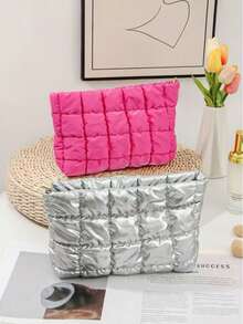 绗缝羽毛化妆包，时尚加厚化妆包，绗缝刺绣菱形图案化妆包，休闲手拿包，保暖迷你包，化妆品收纳包，迷你化妆包，旅行化妆包，圣诞礼物，朋友礼物，礼物，母亲节礼物，优雅球形包，也是理想的情人节礼物 - 彩色 - 查看 9