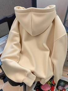 Ropa de mujer Sudadera con capucha de color sólido, nueva, de corte holgado, cómoda, versátil y básica - Albaricoque - Ver 2