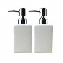 Square Ceramic Hand Soap Dispenser Shampoo Lotion Bottle Soap Dispenser Bottle With Soap Dispenser Pump For Bathroom Kitchen,2PCS - 白色-2PCS - 查看 11