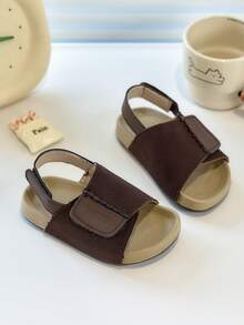 1双儿童凉鞋，女童夏季新款幼儿/小童露趾沙滩鞋，男童款 - 棕色 - 查看 1
