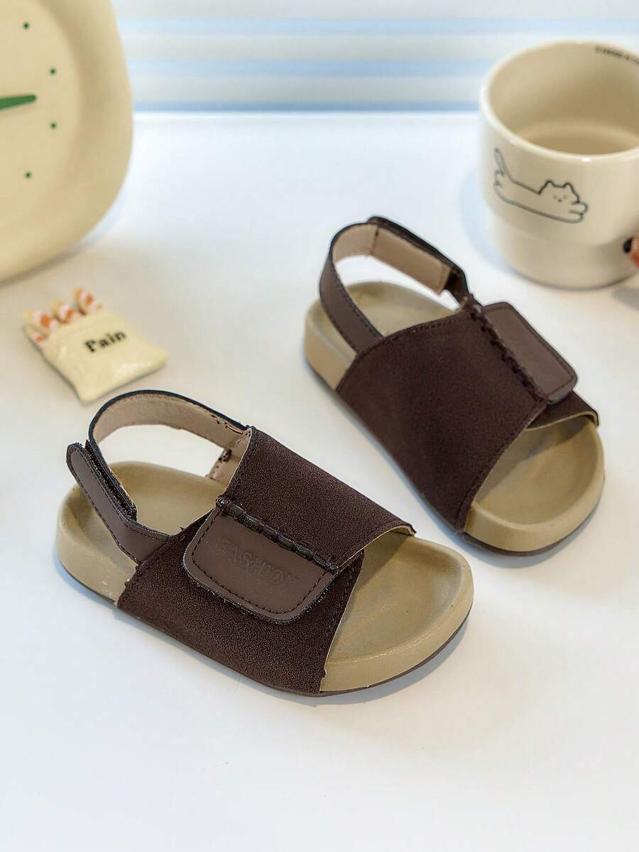 1双儿童凉鞋，女童夏季新款幼儿/小童露趾沙滩鞋，男童款 - 棕色 - 查看 1