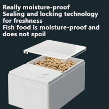 自动喂鱼器，方形喂食装置，多档调节，大容量，定时喂食，电池寿命长，适用于喂鱼、虾、龟 - 白色 - 查看 7