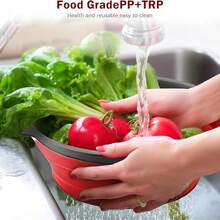 2pcs Collapsible Silicone Colander (Red) - Easy Storage, Ideal For Draining Pasta, Veggies & Fruits, Also Works As A Fruit/Berry Bowl, Must-Have For Campers - 彩色 - 查看 5