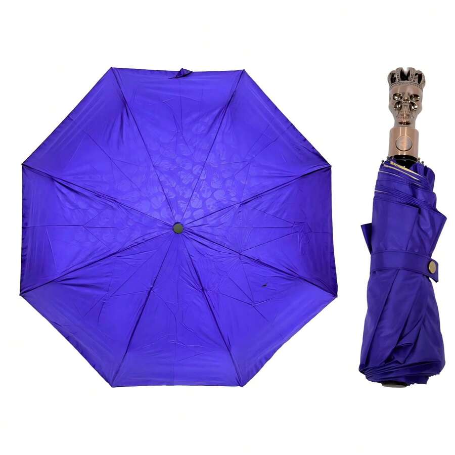 Paraguas gótico con mango de calavera, compacto y pequeño, estilo gótico para hombre, con protección UV.Paraguas gótico con mango de calavera, compacto y pequeño, estilo gótico para hombre, con protección UV. - Morado - Ver 1