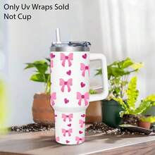 2pcs Valentine'S Day & New Year'S Gift Set - Featuring Bow, Heart, Cherry, Bohemian Sunflower, Butterfly, Turtle, Cow, And Skull Girl Designs 40oz UV DTF Transfer Stickers For 16oz Glass Mugs, High-Quality PVC, Self-Adhesive, Single-Use Decals With Glitter Finish, Bohemian Style Stickers | Floral Motif Stickers|Durable PVC Sticker