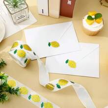 500张/卷 全息黄色柠檬涂鸦贴纸，不对称闪光水果贴纸，适用于信封、杂志、手机壳、水杯、笔记本电脑、剪贴簿、派对礼品、礼品包装，PVC防水贴纸 - 彩色 - 查看 2