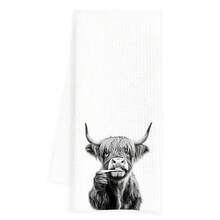Cow Hand Towels, 16x24 Inch, Modern Rustic, 1 Count, 1OO% Microfiber - Cow2 - View 2