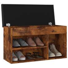 vidaXL Schuhbank mit Kissen, geräucherte Eiche, Holzwerkstoff - Braun - Übersicht 3