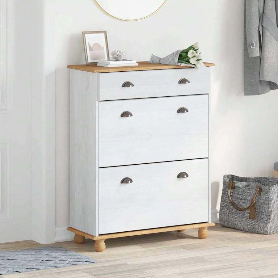 Mobiletto porta scarpe vidaXL con cassetto ASKIM Bianco 85 x 35 x 108 cm - Bianco - Visualizzare 1