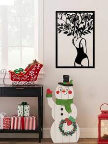 1 pieza Decoración de pared de hierro forjado inspirada en flores y el océano, estilo artístico para la sala de estar, artesanía precisa, minimalismo nórdico, línea de arte abstracto delicado con combinación floral, figura decorativa para el hogar - Multicolor - Ver 8