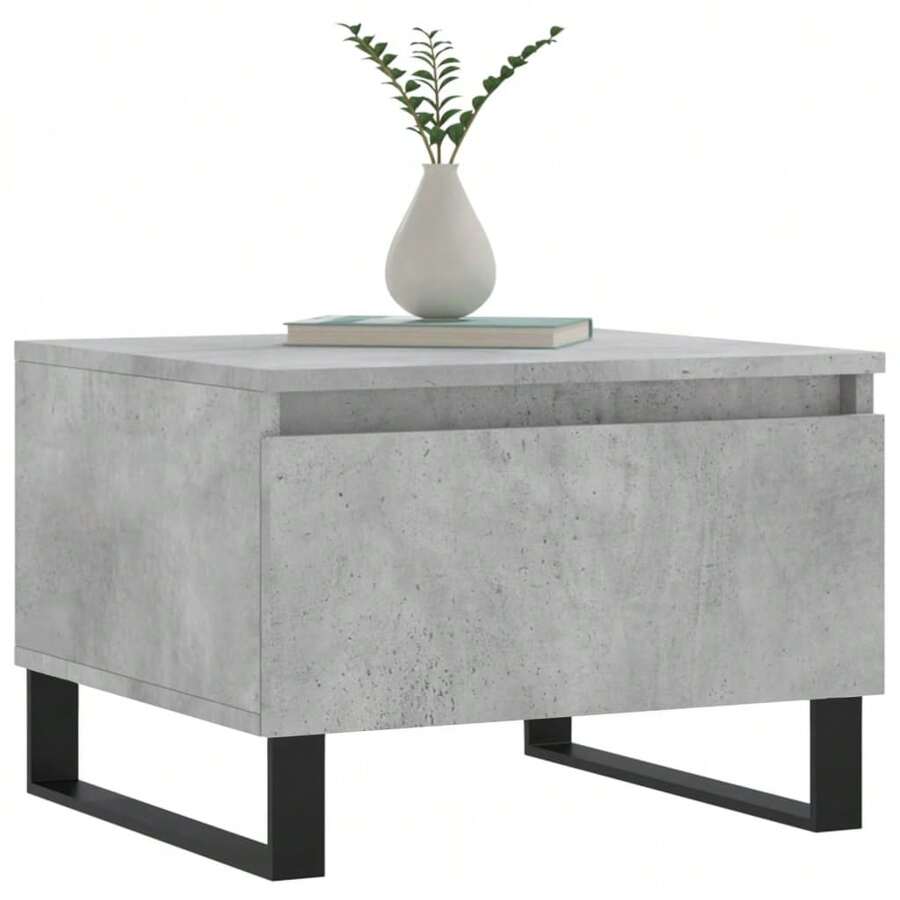 vidaXL Tables basses 2 pcs gris béton 50x46x35 cm bois d'ingénierie - Gris - Voir 1