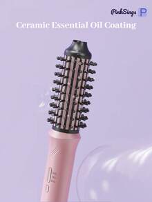 PinkSings Rechargeable Curling Comb, Volumizing Styler, Electric Brush, Self-Curling Iron, Large Capacity Curling Iron, Wireless Straightening Brush - Pink - View 9