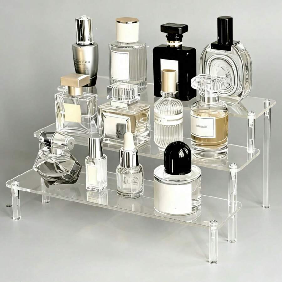 1 قطعة رف تنظيم شفاف من الأكريليك للمكتب، رف تخزين متعدد الوظائف للدمى اليدوية والعطور والمستحضرات التجميلية والإكسسوارات. رف تخزين أكريليك يمكن استخدامه لتنظيم الدمى وعناصر المكتب وأرفف عرض الألعاب المتدرجة وتخزين وعرض العناصر الصغيرة. - شفاف - مشاهدة 1