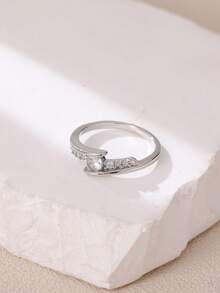 Nooxian 1枚经典永恒之爱锆石戒指（女士款） - 銀色 - 查看 3