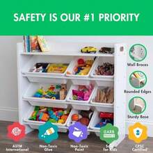 Humble Crew Organizador de almacenamiento de juguetes con estante y 9 contenedores de almacenamiento color blanco - BlancoBlanco - Ver 4