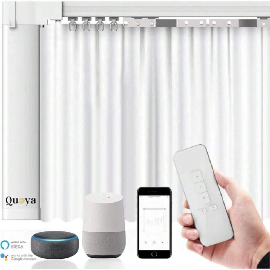 QL600 Smart Electric Curtain Track, Motorized Motor, Adjustable Track Length, Compatible With Alexa, , , (Up To 275 Inches (7 Metres) (Wall Brackets NOT Included),37896258 - Rusty Rose - View 1