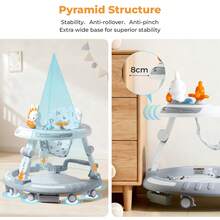 4-In-1 Safety-First Baby Walker & Activity Center With Adjustable Height, Anti-Rollover Base & Foldable Design - 8 Silent Wheels, 2 Anti-Slip Strips, Multi-Function Modes (Learning Walker, Dining Chair, Self-Walk - 小兔 - 查看 4