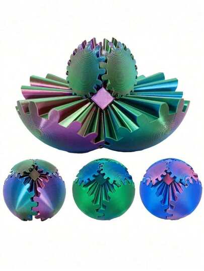 1pc ADHD Gear Ball 3D Printed Rotating Fidget Toy - Suitable For Sensory Needs And Finger Play - Unique Home Office Decor, Party And Creative Gift