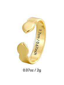 Charm-In 1 Stück verstellbarer, vergoldeter Herz-Offener-Ring für Frauen - Accessoire für den täglichen Gebrauch, perfektes Geschenk für Freundinnen/Geburtstage/Lässig Zusammenkünfte - Gold - Übersicht 5