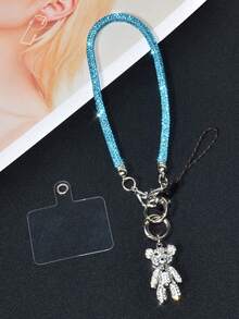 1 Set Luxury Niche Design Phone Anti-Lost Handheld Wrist Strap, Fully Studded Crystal Short Chain, Exquisite Personalized Rhinestone Bear Pendant, Fashionable High-End Bag/Phone Case Chain, Key Chain Decoration For Women Compatible With Android And Most Smartphone,Gifts For Mother, Family, Friends, Birthday, Holiday Phone Chain - Multicolor - View 21