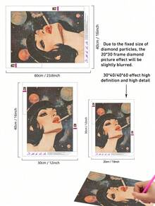 5D DIY钻石画 | 复古漫画风格DIY钻石画套装，科幻漫画风格吸烟美女帆布墙画。家居装饰钻石画，马赛克套装，DIY你自己的墙画，享受手工制作的乐趣，送给朋友的最佳礼物 - 彩色 - 查看 4