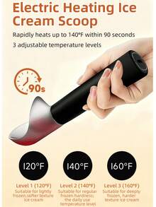 Rechargeable Electric Heated Ice Cream Scoop With LED Display And Hanging Loop, IPX7 Waterproof, 3 Heating Modes, Max Temp 160°F, Ergonomic Anti-Freeze Handle, Easy To Clean, Suitable For Ice Cream, Frozen Yogurt, Popsicles, Etc. - Coffee Brown - View 8