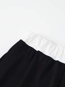 Outfits For Girls - Black Short-Sleeve Top & Wide-Leg Pants Set With White Bow Print, Kpop Inspired Kids Clothes Girls, Perfect Teen Girl Gifts - màu đen - Xem 5