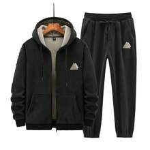 Conjunto de Invierno Transfronterizo Nuevo con Forro de Fleece Engrosado, Sudadera con Capucha de Lana de Cordero y Pantalones de Algodón, Conjunto Deportivo Casual y Cálido - marrón café - Ver 6