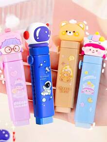 1 Set ausziehbarer Radiergummis (1 Radiergummi + 1 Nachfüllung), tragbarer austauschbarer Cartoon-Radiergummi zum Reinigen von Bleistiften, Büromaterial, Schulmaterial, unverzichtbar für Schüler zum Schulstart