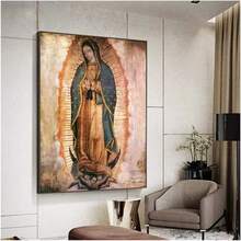 Pintura al óleo del arte de la Virgen Maríaéxico Guadalupe pintura en lienzo carteles e impresiones decoración de la sala de estar del hogar xcmxin) - transparente - Ver 3