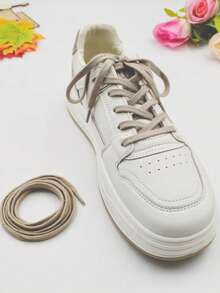 1 Pair 120cm Fashion Flat Shoelaces Suitable For Flats, Casual Shoes, Canvas Shoes, Sneakers, Fashion Replacement Laces, This Product Only Sells Shoelaces Without Shoes - Khaki - View 6
