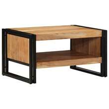 Tavolino vidaXL basso 70x50x38 cm in legno massello di acacia - Castano - Visualizzare 3