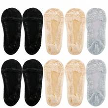 5 Pairs Spring Summer Women Boat Socks Slippers Fashion Sexy Lace Invisible Sock Hollow Silicone Non-Slip Breathable Thin Comfortable Socks - Multicolor - View 10