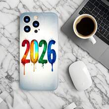 1PC Phone Case ,  Colorful Dripping 2024 Numbers Design , Stylish Phone Case, Phone Decoration, All-around Lens Protection, Creative Small Gift, Funny Gift for Boys and Girls - ブラック - チェックする 6