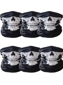 1/2/3/6pcs Unisex Skull Funny Face Mask, Balaclava Hat, Neck Gaiter, Suitable For Daily Riding, Party, Outdoor Activities, All Seasons - Multicolor - View 13
