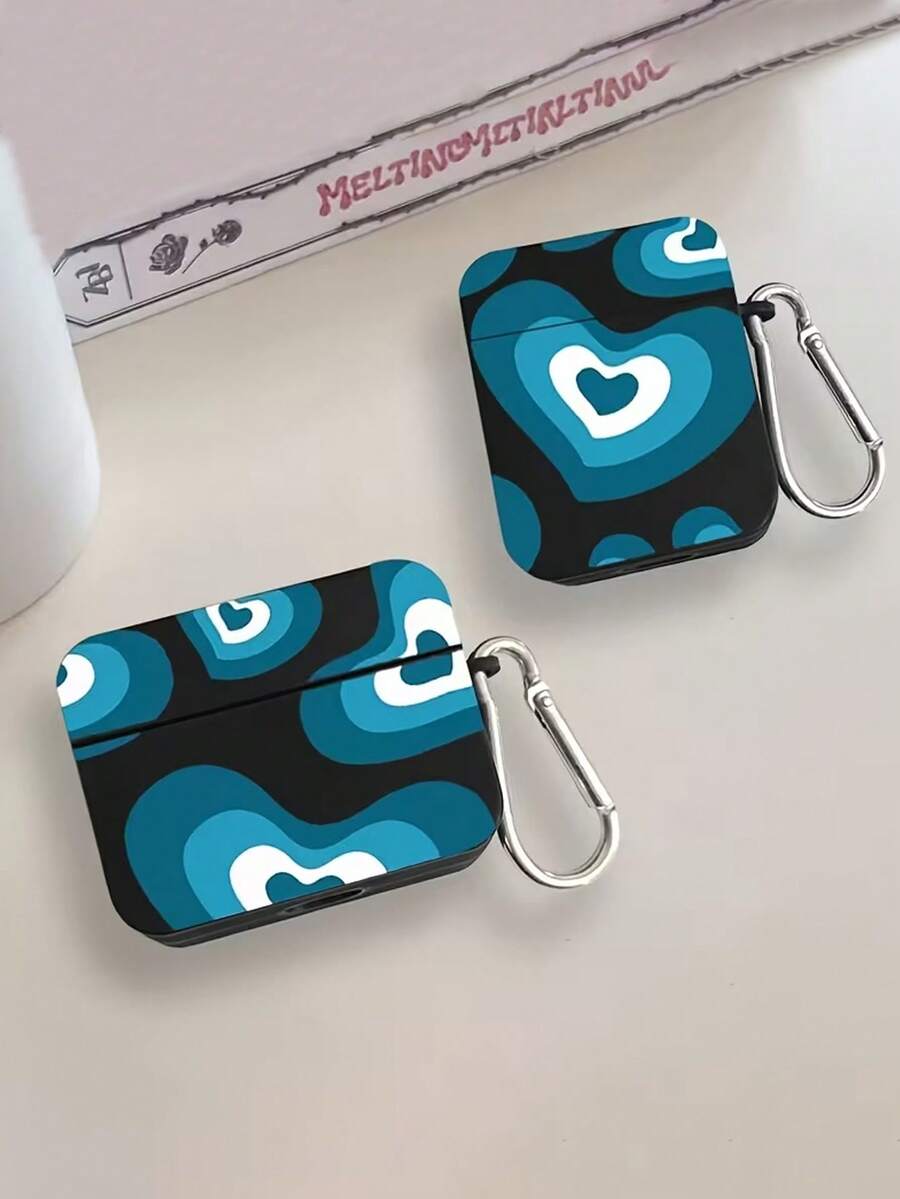 1pc Gradient Blue & White Heart Pattern Bluetooth Earphone Protective Case Compatible With Apple 1/2/3/4, Pro/Pro2/Pro3
