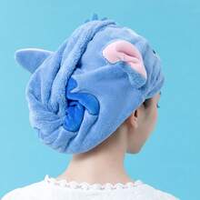 Miniso Mũ trùm đầu sấy tóc 3D Lilo & Stitch bằng vải nhung mềm mại - Chất liệu sợi nhỏ mềm mại, chi tiết hình nhân vật 3D, khả năng thấm hút nước cao giúp sấy khô tóc hiệu quả sau khi tắm (1 chiếc) - Màu xanh lam - Xem 9