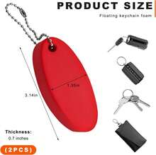 2 Pcs Floating Keychain Oval Foam Float Key Rings Pu Rescue Tube Key Chain Surfing Sailing Water Sports - Red - View 2