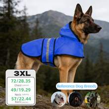BJAYPET 1pc Reflective Dog Raincoat For Medium/Large Dogs, Lightweight Pet Rainwear For Outdoor Walking In Rain - Blue - View 18