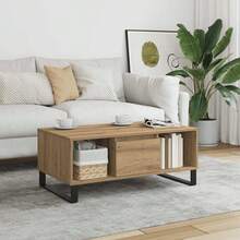 vidaXL Mesa baja de madera artesanal 90x50x36,5 cm ingeniería de madera - Marrón - Ver 2