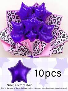 10个10英寸五角星气球，金色、银色、玫瑰金、红色、绿色、粉色、蓝色、紫色、紫红色可选，小星星铝箔气球，适用于生日派对、气球花束、惊喜礼物、万圣节、圣诞节、太空/星系主题派对装饰