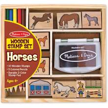 & Doug Set de Sellos y Actividades Establo de Caballos, Juguete de Madera, Artes y Manualidades (10 Sellos, 5 Lápices de Colores, Almohadilla de Tinta de 2 Colores),37856739 - Multicolor - Ver 1