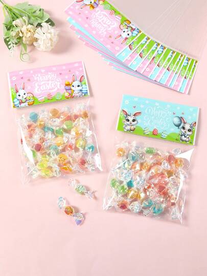 50pcs Happy Easter Gift Bags, Easter Bunny Easter Egg Self-Sealing Bags, Easter Party Supplies, Happy Easter Decorations, Easter Rabbit Biscuit Bags Chocolate Bags, Easter Pink Blue Decorative Bags, Easter Cartoon Style Gift Packaging Bags, Easter Celebration Table Decorations, Easter Small Gift Bags, Easter Family Gathering Sweet Bags, Easter Kitchen Baking Bags, Easter Room Decor, Home Decor, Party Favors