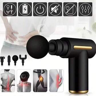 Kraftfull muskelavslappningsmassage - Uppladdningsbar djupvävnadsmassagepistol med 4/7 massagehuvuden, helkroppsavlastning, ultimat muskelåterhämtningsverktyg, plast av hemmakvalitet, USB-laddning