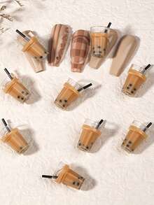 10pcs Resin Coffee & Milk Tea Cup Nail Art Decorations, Unscented DIY Nail Art Decor, Nail Art Accessories, Nail Art Supplies - Multicolor - View 2