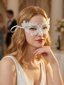 1件装女士蕾丝面罩，纯色，性感复古舞会面罩，半脸面罩，适合所有季节 - 彩色 - 查看 4